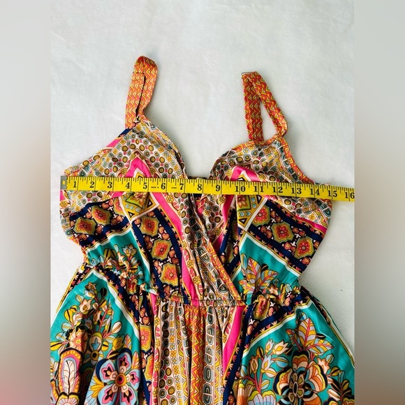 Rusttydustty Scarf Print Hanky Hem Cami Bohemian Dress Size Small - Picture 8 of 11